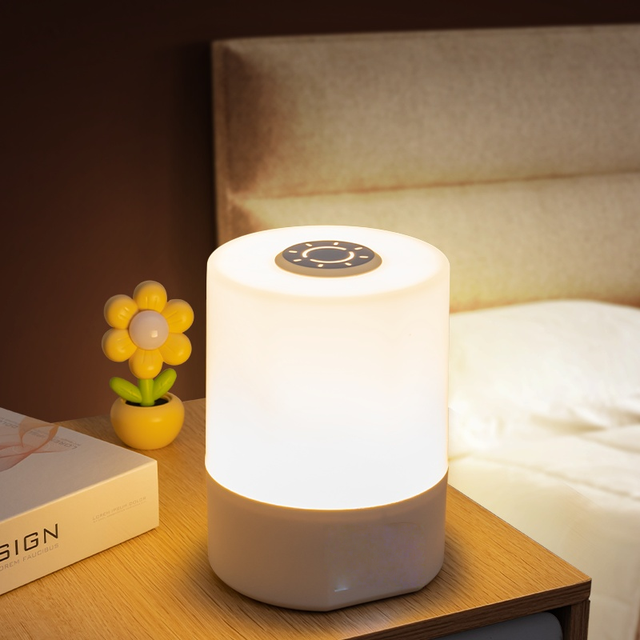USB Recharge LED Touch Control Nightlight Three-color Temperature Bedside Lamp Multi-functional Night Light