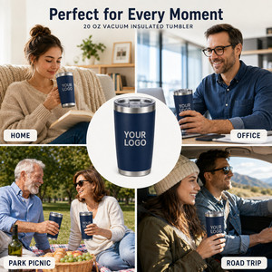 Premium 20oz Vacuum <b>Insulated</b> Tumbler Custom Logo 304 Stainless Steel Travel <b>Mug</b> With Splash Proof Lid Reusable Straw For Daily - Product Image 3