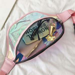 PAXDUN - Riñonera Holográfica de PVC Rosa para Mujer, Riñonera de Moda Transparente con Efecto Láser - Product Image 4