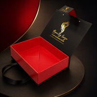 Boîte cadeau personnalisée pour atelier de coiffure avec poignées en cuir, emballage rigide en papier de luxe pour perruques et extensions