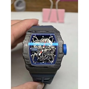 3501 Top-quality Carbon Fiber Material Sapphire Crystal Black Rubber Strap Unisex Wristwatch <b>Automatic</b> Mechanical Hollow 20mm - Product Image 2