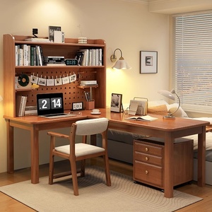 Hiện Đại 7-Nhân Vật L-Hình Dạng Rắn Gỗ Góc Bàn Tích Hợp Giá Sách Bảng Lỗ Hội Đồng Quản Trị Cho Nhà Văn Phòng Phòng Ngủ Máy Tính Thiết lập - Product Image 3