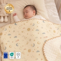 Manta Envolvente Reversible para Bebé de Algodón Crepé con Puntos Minky, 300 Hilos, Transpirable, para Todas las Estaciones, Plegable, con Diseño de Dibujos Animados Personalizable, 100x100cm
