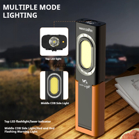 Lampe torche LED COB portable EDC rechargeable par USB, étanche, longue portée, magnétique, avec crochet pliable à 180°, intensité réglable, pour la maison