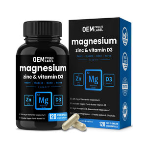 Complément de magnésium, zinc et vitamine D3 à absorption élevée OEM/ODM, capsules végétaliennes pour le soutien des os, du cœur, du système immunitaire, des muscles et des nerfs - Product Image 1