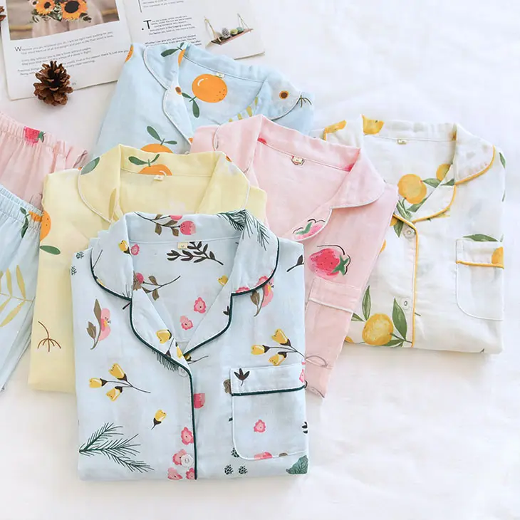 Bán Buôn Giá Chất Lượng Cao Dài Tay Áo Đồ Ngủ Phụ Nữ 100% Cotton Pyjama Femme