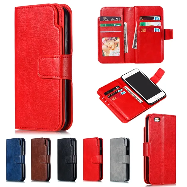 For IPhone 14 13 Mini 12 X XS 8 7 6 6S Plus 5 5S Multifunction 9 Cards Slot Wallet Leather Case Cover For 11 Pro Max XR Case
