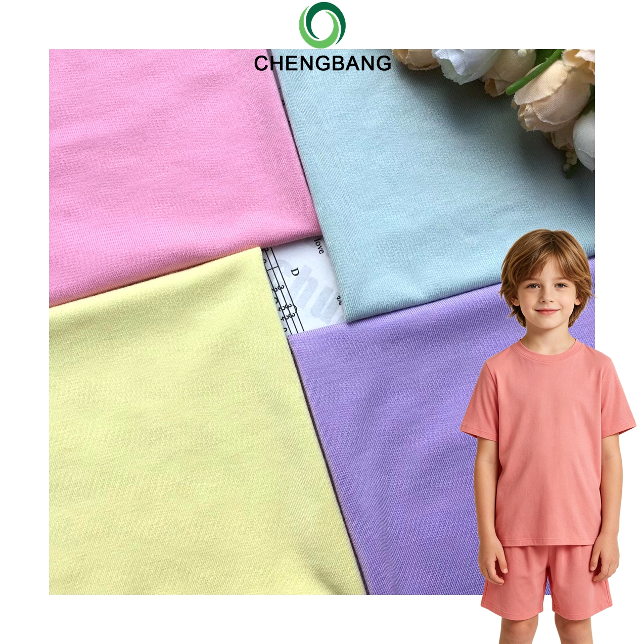 Soft Breathable 95% Bamboo Rayon 5% Spandex Bamboo Fabric Low MOQ Wholesale 210gsm 40s Single Jersey Fabric for Kid Clothing