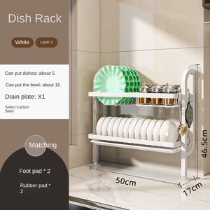 Égouttoir de cuisine <span class=keywords><strong>vertical</strong></span> moderne à trois niveaux en métal de haute qualité, écologique, grande capacité, organisateur mural pour la vaisselle - Product Image 4