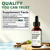 Complément Alimentaire Liquide Végétalien OEM pour le Soutien de la Thyroïde avec Iode, Sélénium, Zinc, L-Tyrosine et Extrait de Racine d'Ashwagandha