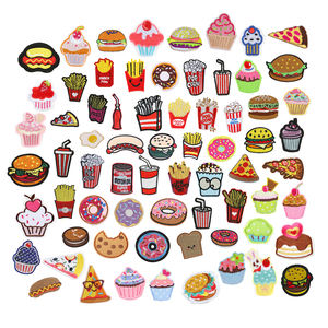 Offre Spéciale Donut Biscuit Biscuits Boissons Chips <span class=keywords><strong>Popcorn</strong></span> Pizza Hamburger Cupcake Gâteau Conception Fer sur Broderie Patchs Alimentaires - Product Image 1