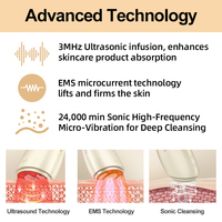 Brosse faciale en silicone de qualité professionnelle ODM/OEM avec dispositif d'infusion ultrasonique et lumière jaune 590 nm pour l'éclat de la peau