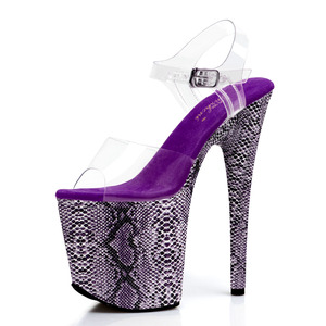 Sandalias moradas de plataforma gruesa y tacón delgado de 20 cm (8 pulgadas), nueva tendencia de verano, elegantes, con estampado de leopardo, para discoteca. - Product Image 5