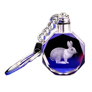 High Quality Wholesale K9 Blank Crystal Keychain Custom Laser Engraved Rabbit Animal Crystal Glass Keychain
