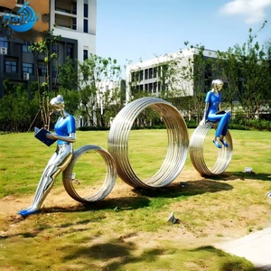 Statue de phénix contemporaine en acier inoxydable, pièce d'art décorative, excellente pour les projets d'aménagement paysager - Product Image 4