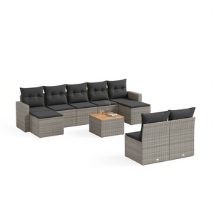 Ensemble de canapés de jardin en rotin gris modulaire, mobilier d'extérieur, 6 places, design contemporain - Product Image 1