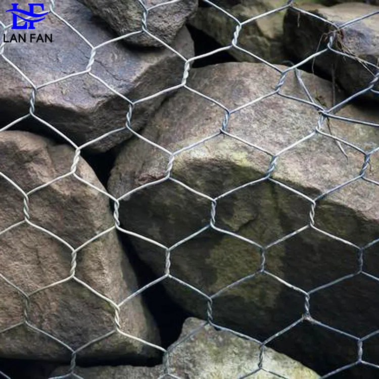 Kotak Gabion las kawat heksagonal galvanis batu jala kandang kotak untuk konstruksi dinding