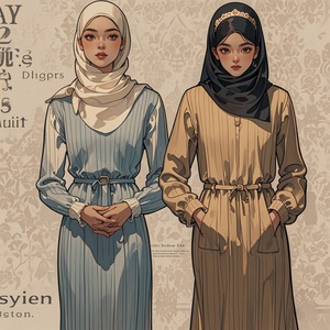 Vestido Abaya de Punto Personalizado al por Mayor, Recto, Largo hasta el Suelo, de Poliéster/Algodón para Mujer, Servicio OEM - Product Image 3