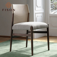 Chaise de salle à manger en bois massif de style Wabi-sabi, moderne et luxueuse, avec assise en tissu, chaise nordique italienne simple avec accoudoirs en coton et lin