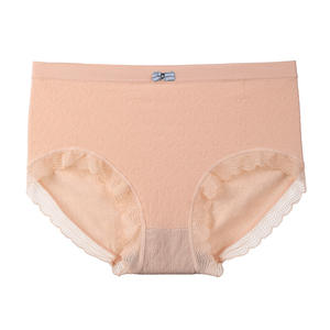 Calzoncillos de talla grande de algodón puro con entrepierna para mujer, ropa interior transpirable con absorción de sudor, ropa interior sencilla de cintura media sin costuras para mujer - Product Image 1