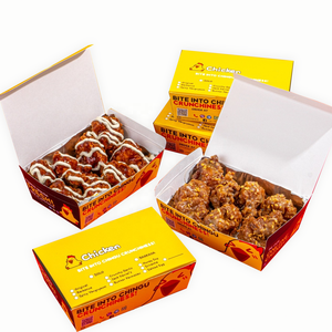 กล่องบรรจุภัณฑ์อาหารจานด่วนแบบเป็นมิตรกับสิ่งแวดล้อมสำหรับบรรจุไก่ทอด พร้อมช่องใส่ 4 ช่องสำหรับบรรจุปีกไก่ทอด - Product Image 4