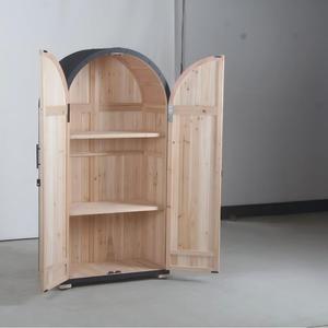 Abri de jardin en bois naturel avec portes doubles et étagères, toit imperméable, armoire de rangement extérieure <span class=keywords><strong>pour</strong></span> jardin, patio, pelouse, meubles de jardin - Product Image 3
