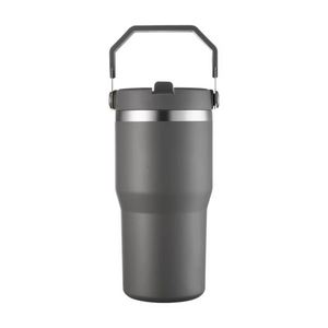 Gobelet de voyage portable en acier inoxydable avec poignée, tasse isotherme à double paroi de 20 oz pour voiture et bureau - Product Image 1