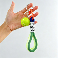Porte-clés personnalisés en gros pour pickleball, tennis, sport, gym, avec cordon, breloques de sac, breloques en peluche 3D, porte-clés promotionnels, mousquetons