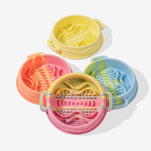 Bol d'alimentation lent pour chiens, en silicone de qualité alimentaire, avec doubles poignées, couleurs arc-en-ciel, plat d'alimentation pour animaux de compagnie, anti-étouffement, antidérapant - Product Image 5