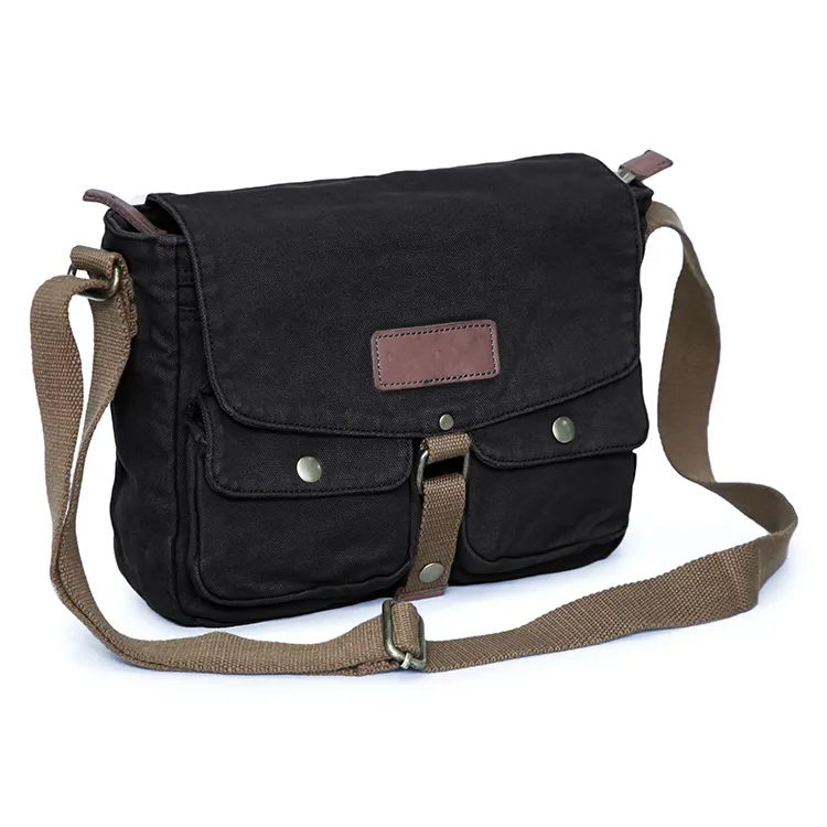 Middle Yellow High Quality Utility Durable Fashion Unisex Retro Canvas Cross Body Side Shoulder Messenger Bags