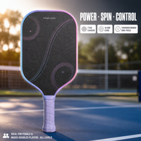 Raquette de pickleball en fibre de carbone T700 rose et violette, fabrication directe d'usine, 16 mm thermoformée avec noyau en nid d'abeille PP pour joueurs avancés