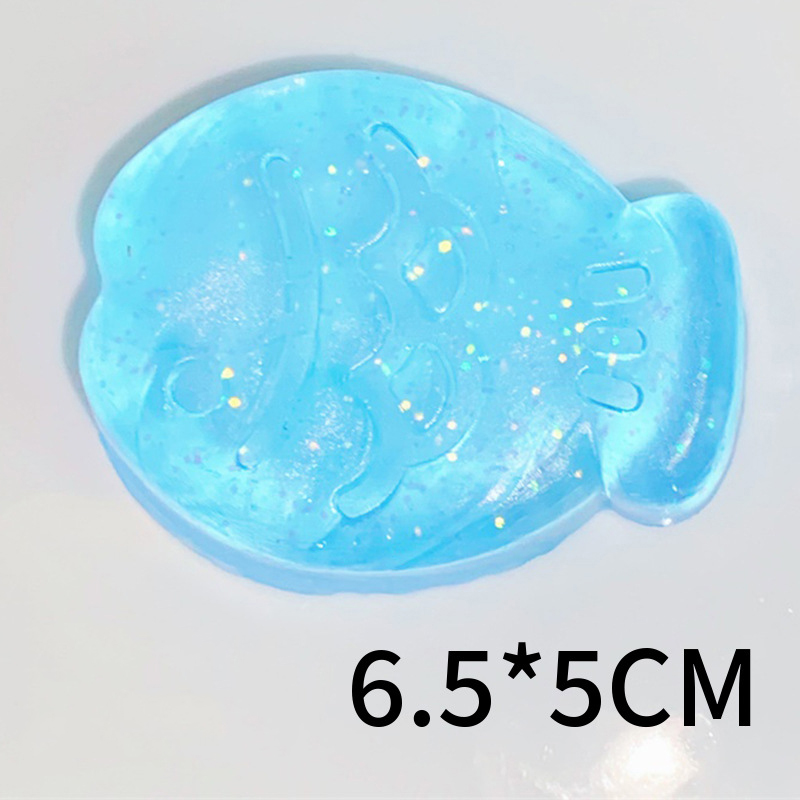 20600-Poisson porte-bonheur à paillettes bleues transparentes