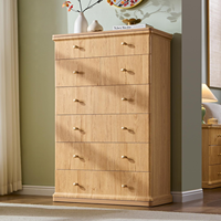 Commode moderne à 7 tiroirs réglables avec structure en acier pour chambre à coucher, 48 pouces de hauteur, chêne naturel