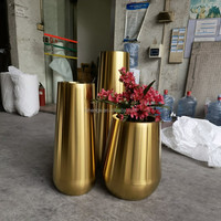 Langlebiger Hotel- & Wohndekor Außen-Gartentopf / Innen-Blumentöpfe / Edelstahl Gold Pflanzentopf