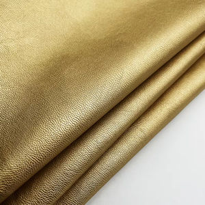 新デザインメタリックゴールドPUレザー生地衣服用クラシックテクスチャアクセサリー用合成皮革生地 - Product Image 2