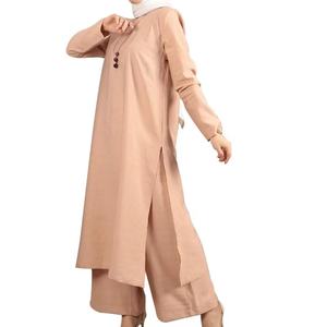 Automne nouveau Style femmes pur <span class=keywords><strong>lin</strong></span> arabe costume moyen-orient <span class=keywords><strong>grande</strong></span> <span class=keywords><strong>taille</strong></span> fente Robe deux ensembles - Product Image 6