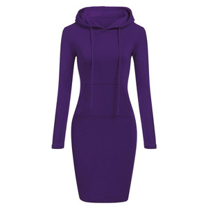 <span class=keywords><strong>S</strong></span>-2XL Femmes Genou Longueur Décontracté À Capuche Crayon À Capuche Manche Longue Pull Poche Moulante Robe Tunique Top - Product Image 5