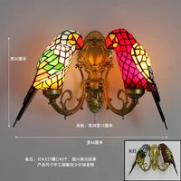 Lampe murale en forme d'oiseau, lampes Tiffany, applique de Style perroquet, lampes décoratives de maison, vitrail Vintage, applique murale de perroquet