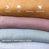Tissu en lin uni européen 100 % anti-allergique, poids moyen 153 GSM, couleur pastel, série été, pour vêtements, teint en fil, tissé