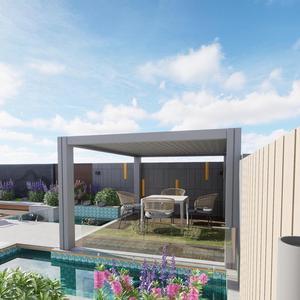 Gazebo in Alluminio Verniciato a Polvere con Tetto a Lamelle, Design Antivento per Balcone, Piccola Terrazza e Decorazioni da Giardino - Product Image 1