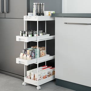 Kitchen Storage Rack 4 Layers <b>Pull</b>-Out Movable <b>Trolley</b> For Bedroom Kitchen Multi-Purpose - Product Image 4