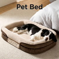Lit pour chien orthopédique rectangulaire moderne en mousse alvéolée avec support cervical à 360° et rebords surélevés