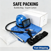 Kit complet de casque de sécurité pour sablage Born Machinery avec visière double couche, tuyau d'air de 1200 mm et régulateur réglable