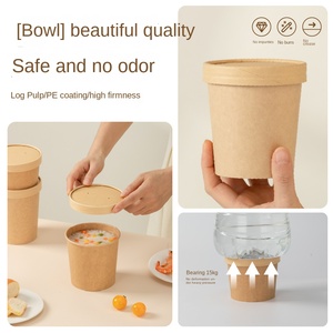 Gobelets en papier jetables de qualité alimentaire pour la crème glacée, le pudding, les desserts, l'emballage alimentaire <span class=keywords><strong>à</strong></span> <span class=keywords><strong>emporter</strong></span>, avec couvercle <span class=keywords><strong>plat</strong></span>, impression personnalisée professionnelle - Product Image 3