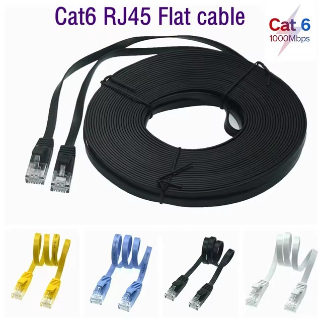 0.2m 0.5m 1m 3m 5m-30m CAT6 Flat Ethernet Cable RJ45 Patch LAN CAT 6 Network 32AWG cable For Computer Router Laptop Machine room
