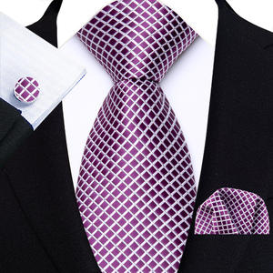 Corbata de seda de 8cm hecha a mano a rayas <span class=keywords><strong>pañuelo</strong></span> a cuadros conjunto de gemelos para hombres corbatas traje camisas accesorios de boda regalos - Product Image 4