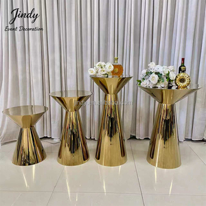 Décoration d'événements de mariage JINDY, design luxueux, table ronde en acier inoxydable doré, socle de mariage doré - Product Image 3