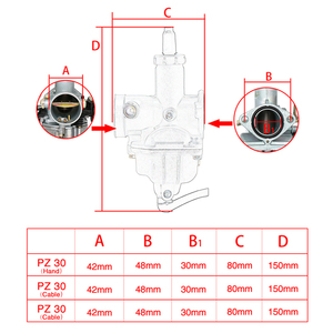 <span class=keywords><strong>Carburador</strong></span> <span class=keywords><strong>PZ30</strong></span> para Motocicleta <span class=keywords><strong>Keihin</strong></span> TTR250, <span class=keywords><strong>Carburador</strong></span> <span class=keywords><strong>PZ30</strong></span> 175CC/200CC/250CC Manual/Cableado <span class=keywords><strong>PZ30</strong></span> VM26 - Product Image 2