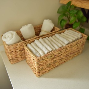 Natural Water Hyacinth <b>Baskets</b> Hand-Woven Water Hyacinth <b>Storage</b> <b>Baskets</b> 3 Section <b>Wicker</b> <b>Storage</b> <b>Basket</b> for Pantry Shelves - Product Image 6