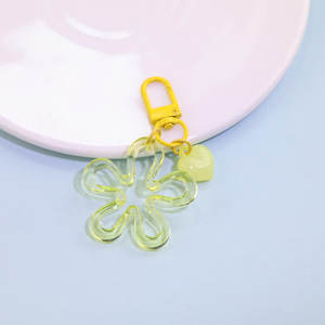 Porte-clés léger en acrylique coloré, motif grande vague, fleur et cœur, fait main, accessoire de sac DIY - Product Image 6